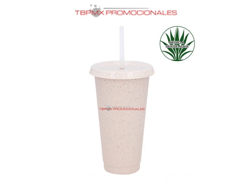 Vaso ecologico rpet 700 ml  agave tapa popote eco triton promocional