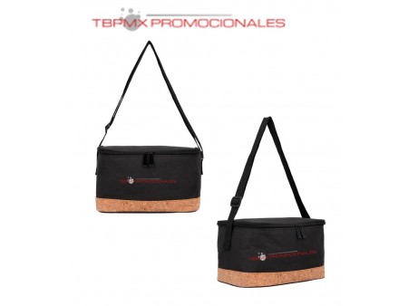 Lonchera termica metalizada doble cierre base corcho jou promocional