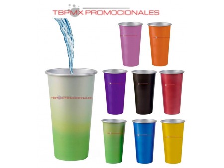 Vaso aluminio 650 ml magico cambia color croma promocional