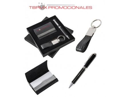 Set ejecutivo llavero tarjetero boligrafo high promocional