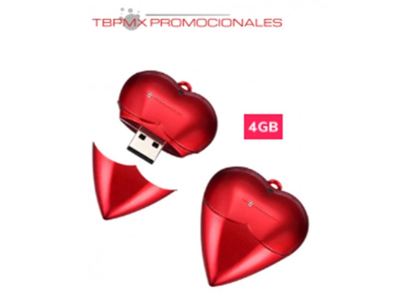 Memoria usb 4 gb corazon promocional