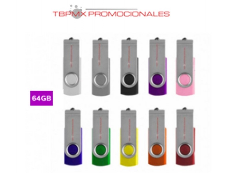 Memoria usb 64 gb giratoria con cordon promocional