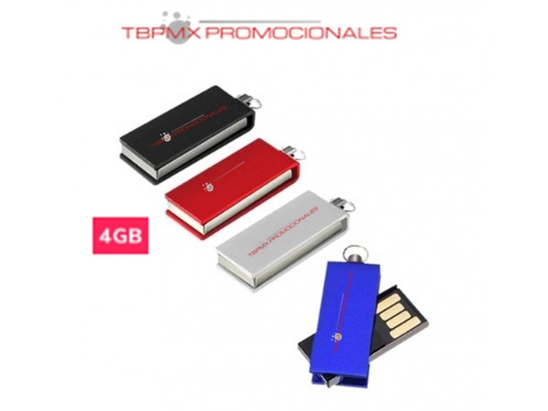 Memoria usb 4 gb mini giratoria metalica colguije promocional