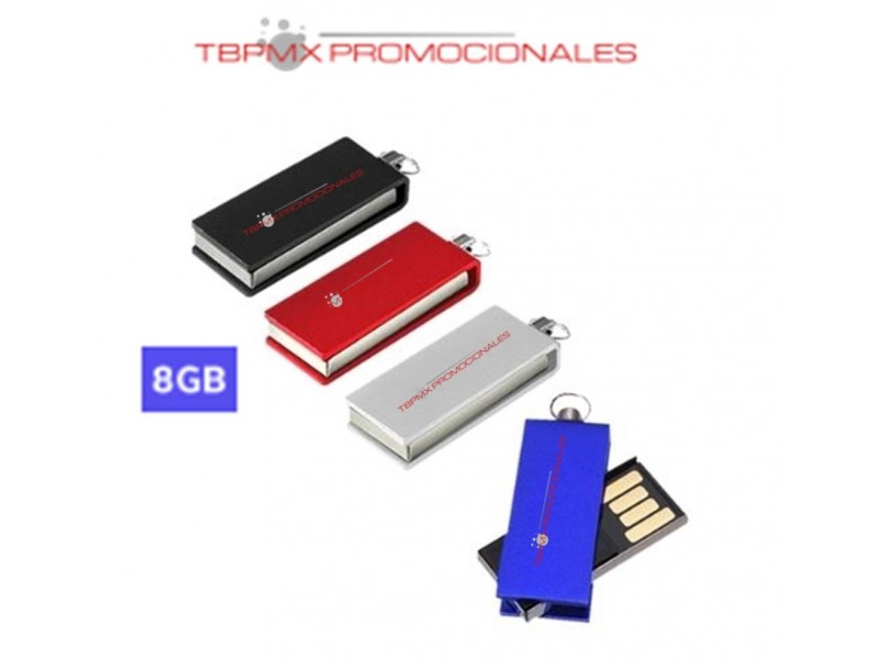 Memoria usb 8 gb mini giratoria metalica colguije promocional