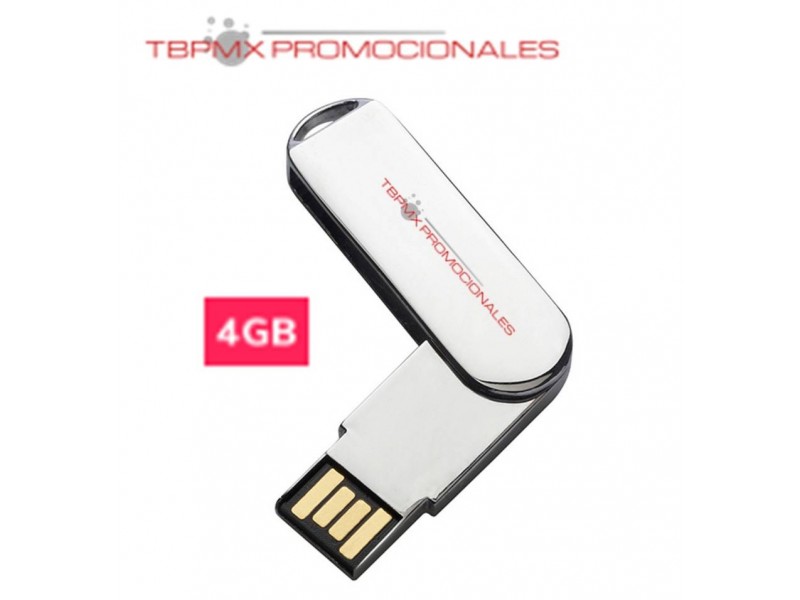 Memoria usb 4 gb giratoria metalica cromada promocional