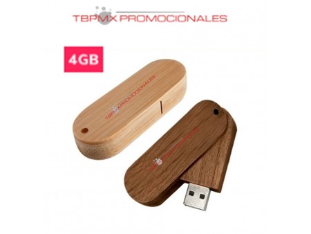 Memoria usb 4 gb giratoria madera promocional
