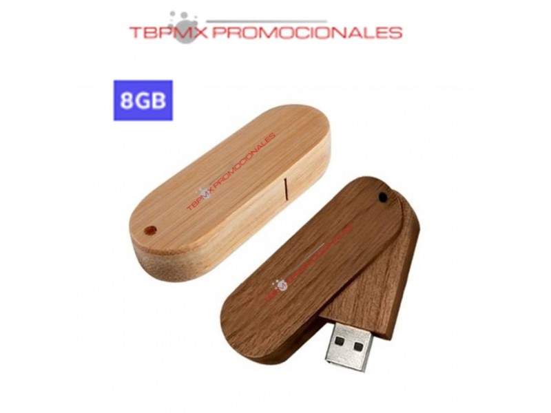 Memoria usb 8 gb giratoria madera promocional