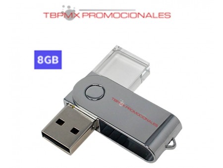 Memoria usb 8 gb giratoria metal cristal acrilico promocional
