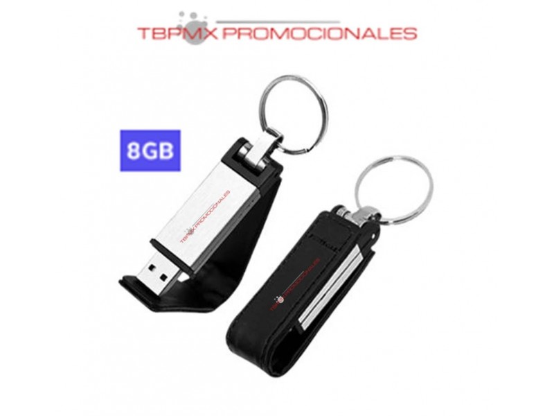 Memoria usb 8 gb llavero piel metal promocional