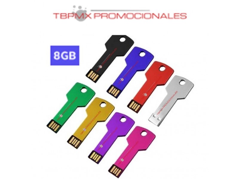 Memoria usb 8 gb llave metalica tradicional con cordon promocional
