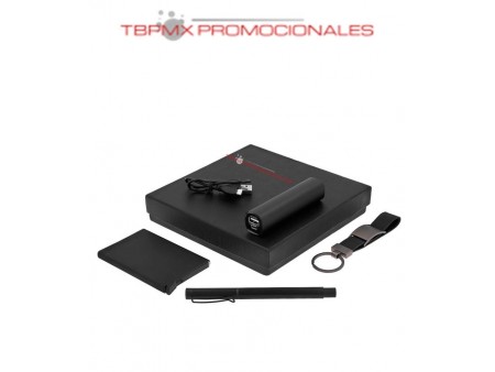 Set ejecutivo llavero tarjetero boligrafo powerbank mench promocional