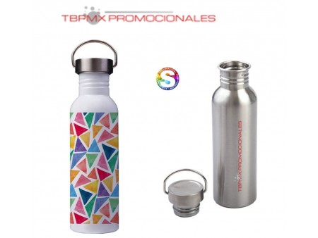 Cilindro acero inoxidable 600 ml sublimable tapa rosca asa chipilo promocional