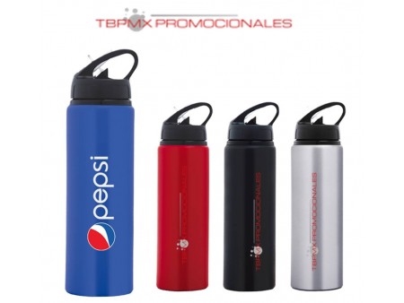 Cilindro deportivo aluminio 800 ml asa popote abatible pilar promocional