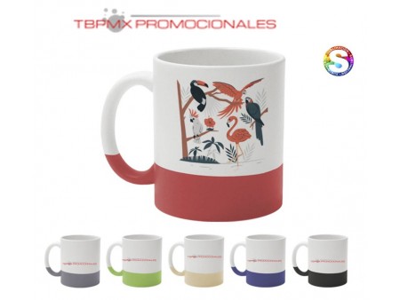 Tarro blanco mate de arcilla 325 ml sublimable base color media asa color gres promocional