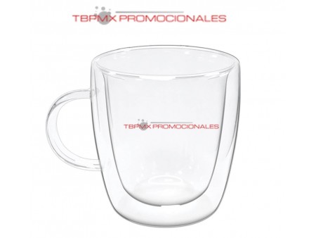 Taza vidrio 8.5 oz doble pared zazil promocional