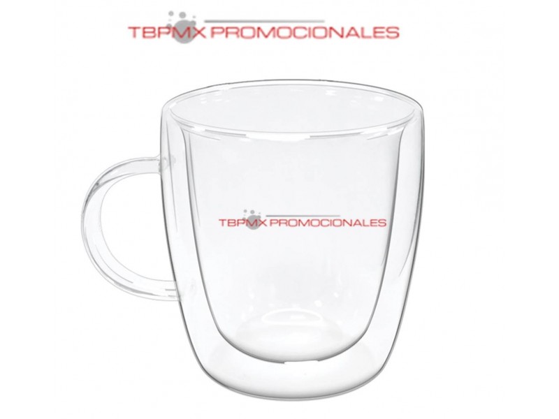 Taza vidrio 8.5 oz doble pared zazil promocional