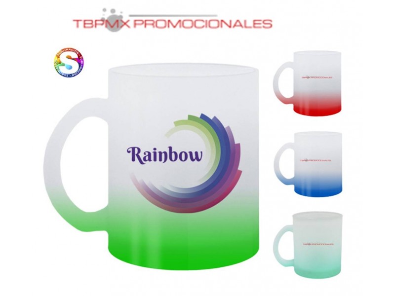 Tarro vidrio 325 ml satinado sublimable base color rainbow promocional