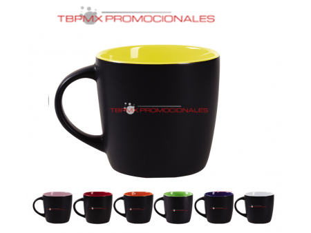 Taza ceramica 11 oz mate negro interior color brillante luciana promocional