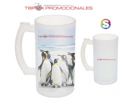 Tarro cervecero vidrio 455 ml  satinado sublimable frozen promocional