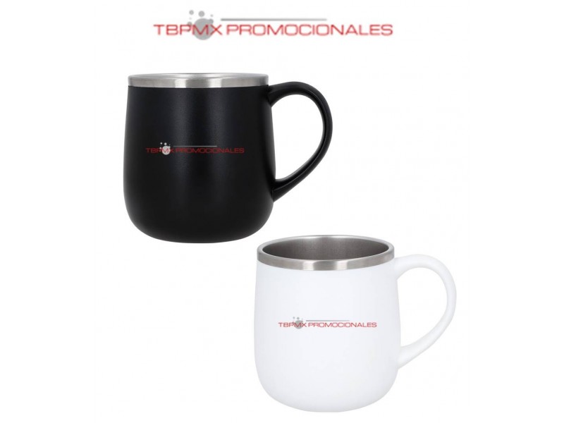 Taza termica acero inoxidable 380 ml doble pared exterior plastico sabo promocional