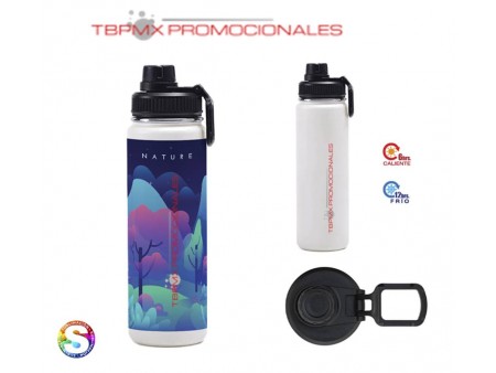 Termo acero inoxidable 600 ml doble pared sublimable tapa rosca asa subli kylo promocional