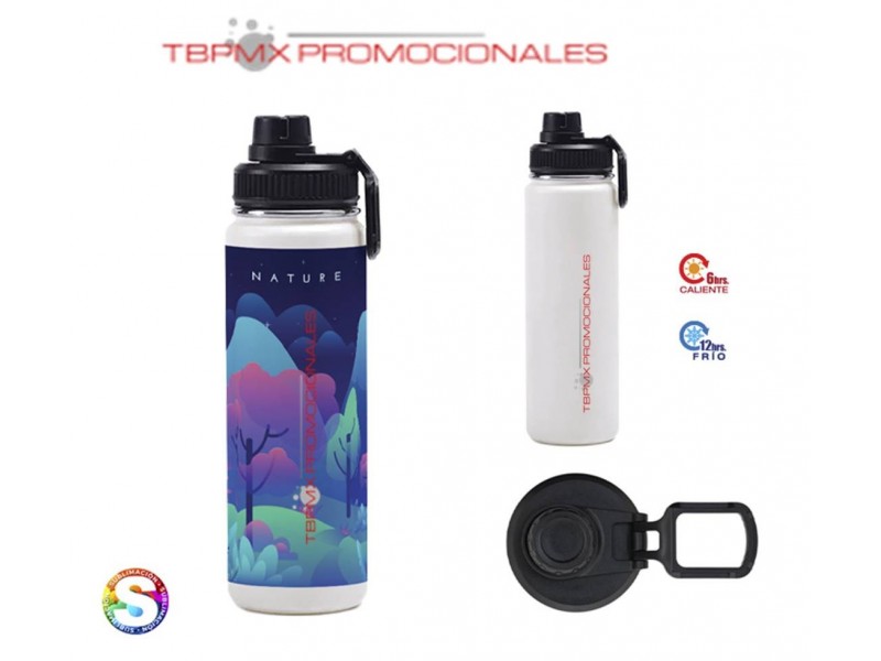 Termo acero inoxidable 600 ml doble pared sublimable tapa rosca asa subli kylo promocional