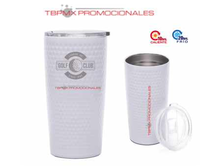 Vaso termico  acero inoxidable 590 ml doble pared textura pelota de golf tapa seguro deslizante tiger promocional