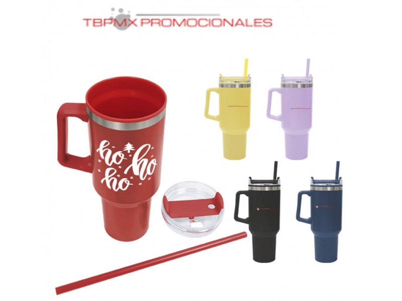 Termo acero inoxidable 1200 ml doble pared seguro giratorio popote mugly promocional