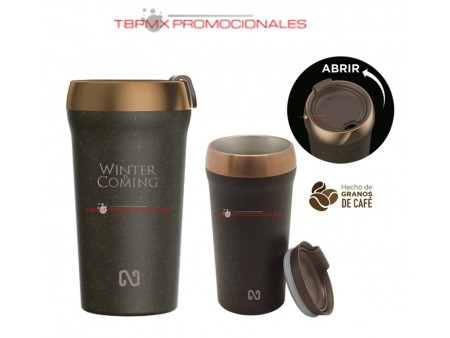 Termo NAYAD acero inoxidable 414 ml granos de cafe tapa giratoria tinos promocional
