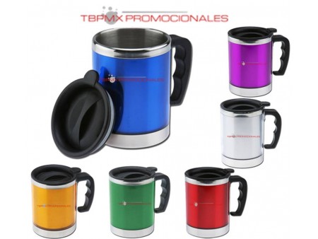 Tarro acero inoxidable 400 ml plastico tapa presion luxor promocional