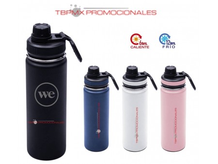 Termo acero inoxidable 600 ml doble pared tapa rosca asa kylo promocional