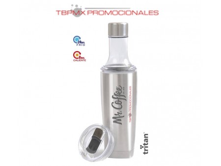 Termo 2 en 1 acero inoxidable doble pared 660 ml tapas de rosca clyde promocional
