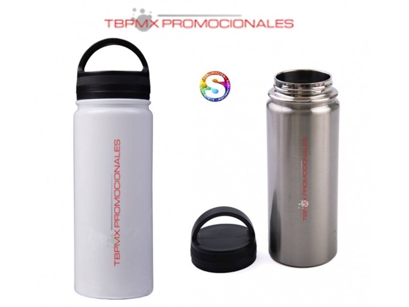 Termo acero inoxidable 600 ml doble pared sublimable tapa palstico asa fede promocional