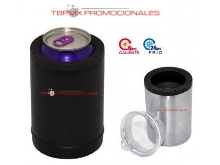 Vaso termico porta lata acero inoxidable 360 ml doble pared tapa rosca crop promocional