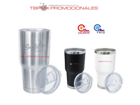Vaso termico para auto acero inoxidable 870 ml doble pared tapa deslizable denzel promocional
