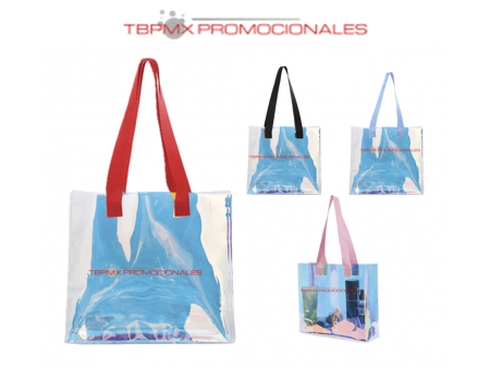 Bolsa plastica tornasol asa color trendy promocional
