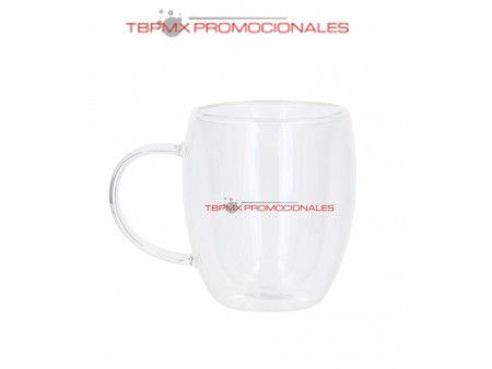 Taza de vidrio 175 ml doble pared luwak promocional