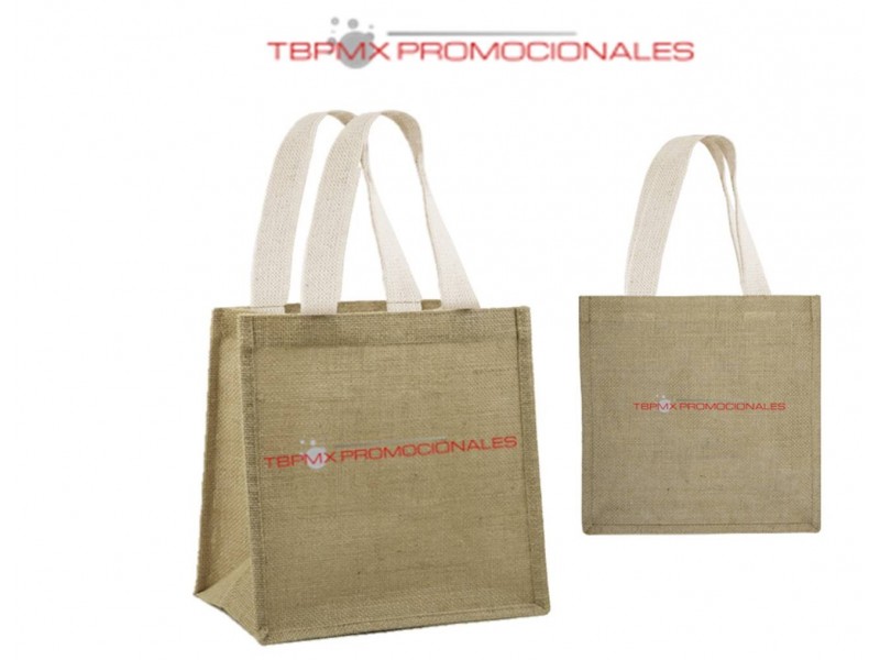 Bolsa yute laminado fuelle asa algodon cancun promocional