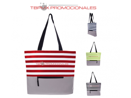 Bolsa franjas horizontales poliester margin promocional