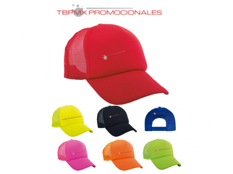 Gorra 4 gajos malla fosforescente frente acolchado urban promocional