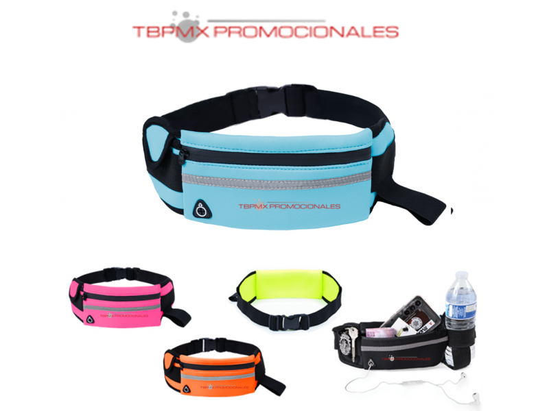 Cangurera neopreno resorte para botellas cinta reflejante salida para audifonos zumba promocional