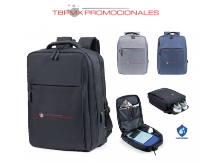 Mochila backpack repelente al agua porta laptop 15.6 pulgadas cinta seguridad nerd promocional