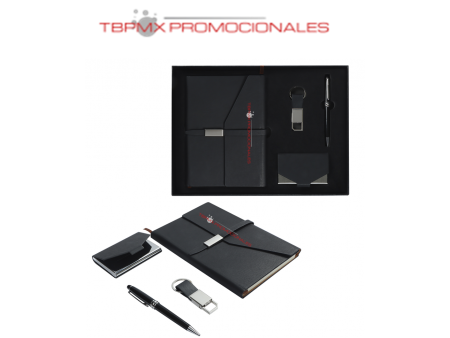 Set ejecutivo libreta llavero boligrafo tarjetero bass promocional