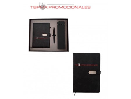 Set ejecutivo libreta curpiel boligrafo termo rubber litt promocional
