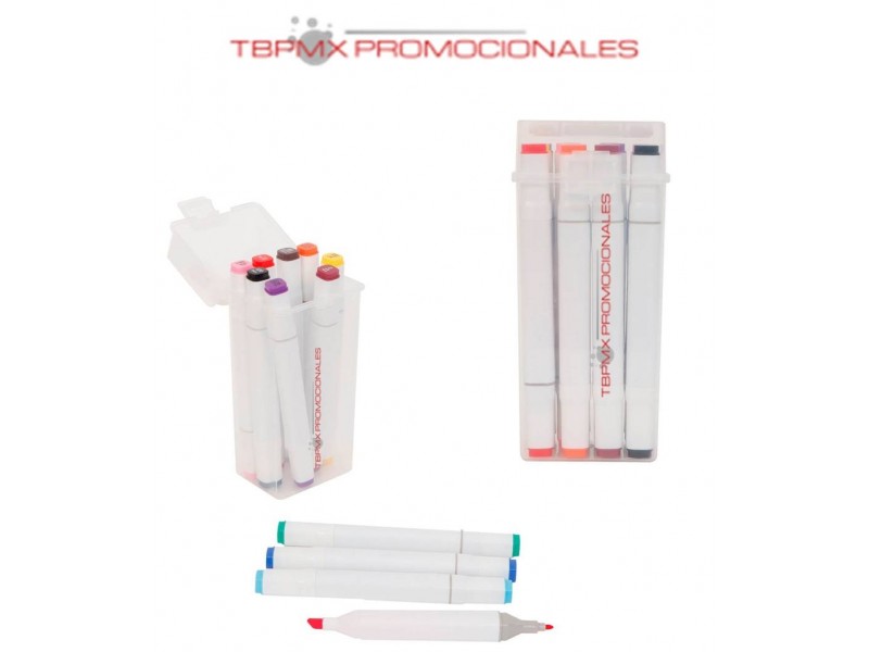 Set 12 plumones estuche plastico inker promocional
