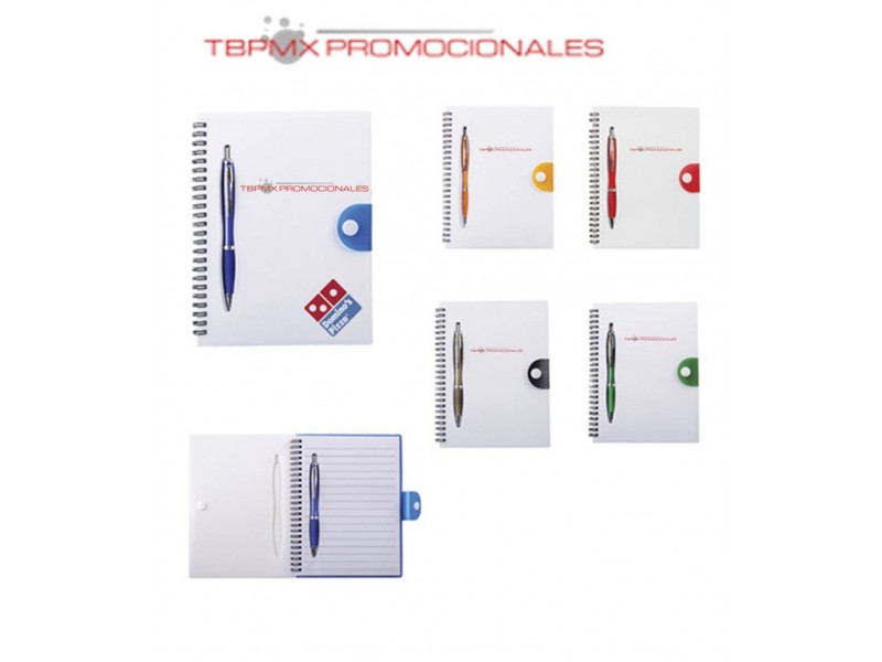 Libreta plastica 80 hojas rayadas espiral con boligrafo spirit promocional