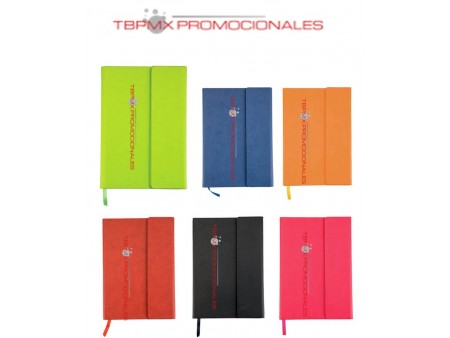 Libreta poliuretano 90 hojas rayadas broche magnetico slank promocional