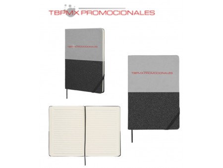 Libreta poliuretano acabado glitter 90 hojas rayadas split promocional