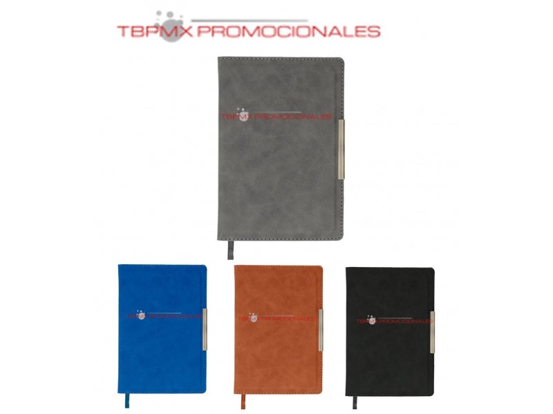 Libreta curpiel 96 hojas rayadas filo metalico poe promocional