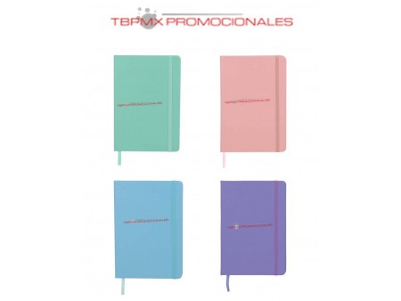 Libreta poliuretano 90 hojas rayadas tono pastel tiramisu promocional